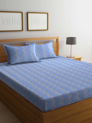 Bombay Dyeing 144 TC Cotton Double Abstract Flat Bedsheet(Pack of 1, Blue)