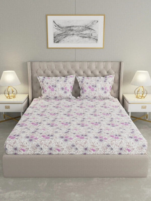 Raymond Home Cotton Double Flat 104 TC Floral Bedsheet(Pack of 1, Purple)