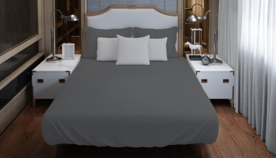 CHANN STUDIO 400 TC Cotton King Solid Flat Bedsheet(Pack of 1, Dark Grey)
