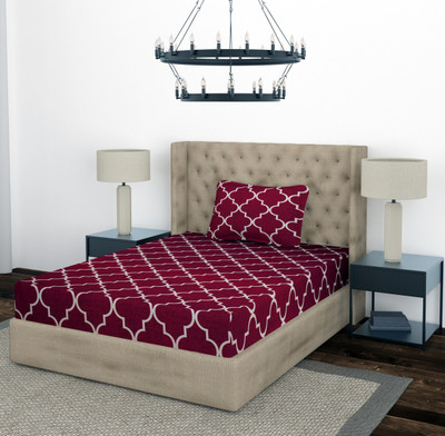 Optra 204 TC Microfiber Single Printed Flat Bedsheet(Pack of 1, Maroon)