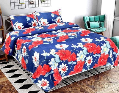 CECARO 144 TC Polycotton Double 3D Printed Flat Bedsheet(Pack of 1, Multicolor26)