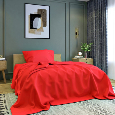 BELVOSTUM Microfiber Single Flat 280 TC Solid Bedsheet(Pack of 1, Red)