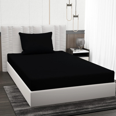 BROMWICK Microfiber Single Flat 220 TC Solid Bedsheet(Pack of 1, Black)