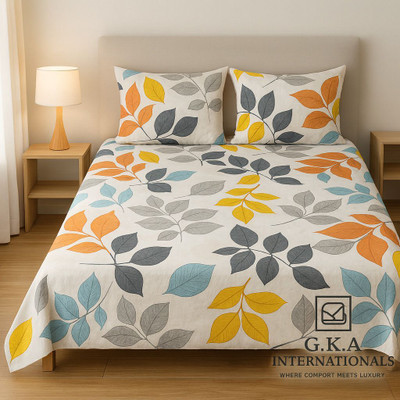 G.K.A INTERNATIONALS Cotton Queen Flat 250 TC Floral Bedsheet(Pack of 1, Multicolor)