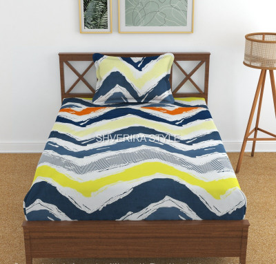 SHVERIRA STYLE 250 TC Cotton Single 3D Printed Fitted (Elastic) Bedsheet(Pack of 1, Multicolor)