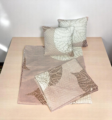 HOMYBEES Microfiber King Flat 220 TC Abstract Bedsheet(Pack of 1, 5Pcs Bedsheet Brown Leaf)