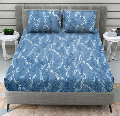 Flipkart SmartBuy 144 TC Microfiber Double Printed Flat Bedsheet(Pack of 1, Blue)
