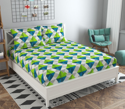 COTTON VILLAS 144 TC Polycotton, Microfiber Double, King 3D Printed Flat Bedsheet(Pack of 1, Multicolor05)