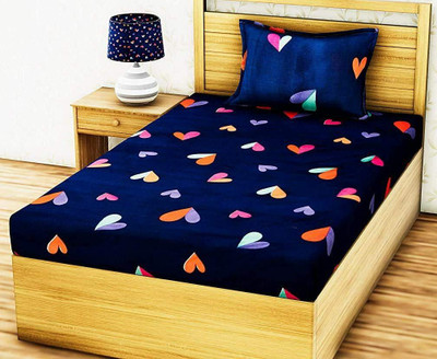 RRC 144 TC Microfiber Single Printed Fitted (Elastic) Bedsheet(Pack of 1, Multicolor)