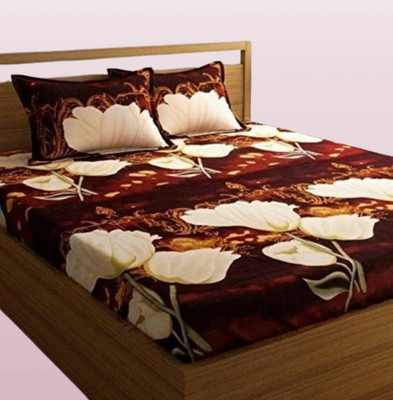 Cool Dealzz 120 TC Microfiber Double Printed Fitted (Elastic) Bedsheet(Pack of 2, Multicolor)