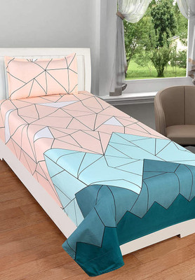 HOMYBEES Microfiber Single Fitted (Elastic) 220 TC Abstract Bedsheet(Pack of 1, Multi2)