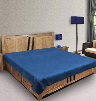 AG Leaf 210 TC Polyester Double Solid Flat Bedsheet(Pack of 1, Blue)