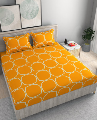 Damac 180 TC Microfiber King Printed Fitted (Elastic) Bedsheet(Pack of 1, Yellow)