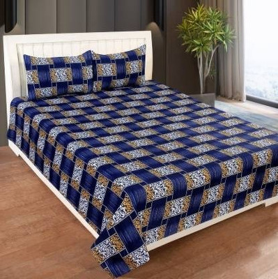 Bubby-L-Areana 1 TC Polycotton Double 3D Printed Flat Bedsheet(Pack of 1, Blue)