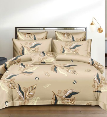 Alliance 160 TC Microfiber Double Floral Flat Bedsheet(Pack of 1, Cream)