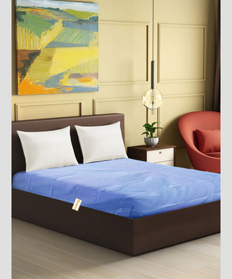 Clothloom 210 TC PVC Double Self Design Flat Bedsheet(Pack of 1, Sky Blue (Thin PVC Sheet))