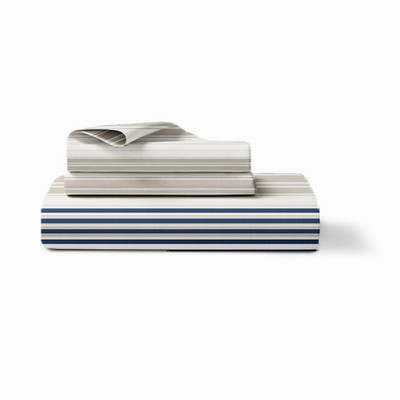 LINENWALAS 200 TC Cotton Single Printed Fitted (Elastic) Bedsheet(Pack of 1, Serene Stripes)