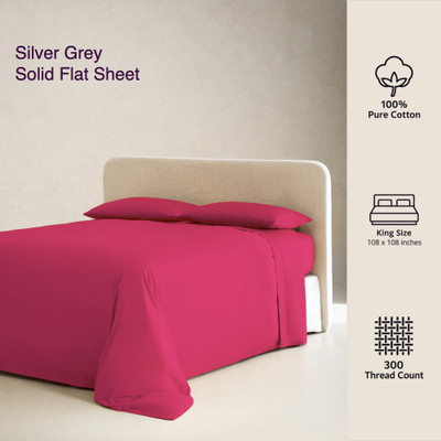 Snowcado Cotton Super King Flat 300 TC Solid Bedsheet(Pack of 1, Hot Pink)