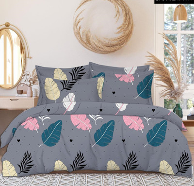 rivek decor 180 TC Microfiber Double Printed Fitted (Elastic) Bedsheet(Pack of 1, Multicolor)