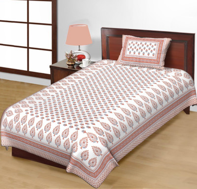 Salgia 140 TC Cotton Single Jaipuri Prints Flat Bedsheet(Pack of 1, Blue)