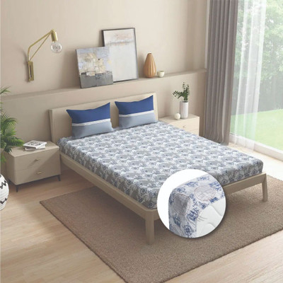 Wakefit Cotton King Fitted (Elastic) 144 TC Printed Bedsheet(Pack of 1, Nautical)