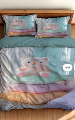 Skytex Cotton Blend Queen Flat 150 TC Cartoon Bedsheet(Pack of 1, Green)