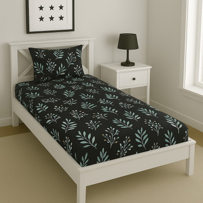 Flipkart SmartBuy 144 TC Microfiber Single Printed Flat Bedsheet(Pack of 1, Navy Blue,Light Blue)