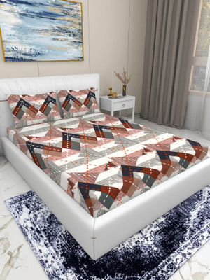 Flipkart SmartBuy 144 TC Microfiber Double Printed Flat Bedsheet(Pack of 1, Brown-Grey)