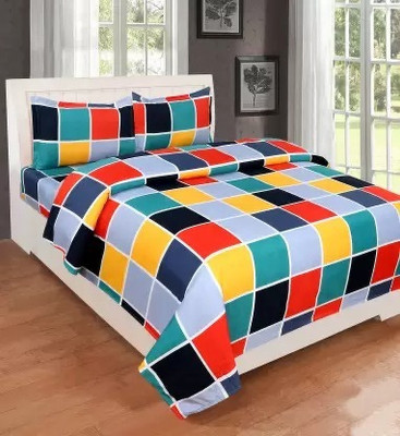 jim-Dandy 160 TC Polycotton Double Printed Flat Bedsheet(Pack of 1, Multicolor)
