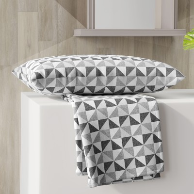 Layers 144 TC Cotton Single Geometric Flat Bedsheet(Pack of 1, Grey)