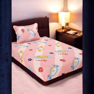 HOMYBEES 110 TC Polyester Single Abstract Flat Bedsheet(Pack of 1, Maroon)