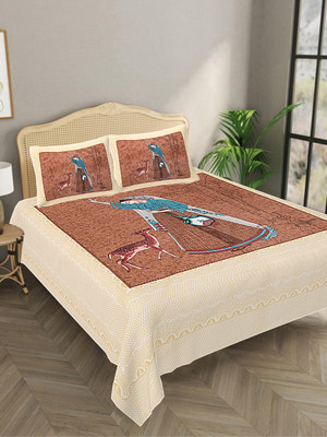 Bombay Spreads 140 TC Cotton King Jaipuri Prints Flat Bedsheet(Pack of 1, Maroon)