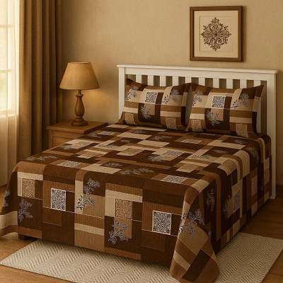 SCHp Cotton Super King Flat 320 TC Printed Bedsheet(Pack of 1, B_4)