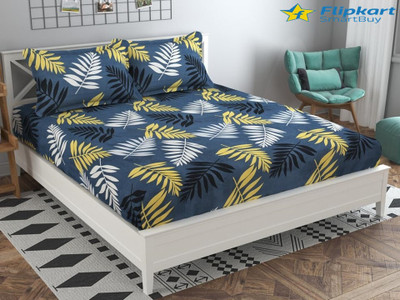 Flipkart SmartBuy 160 TC Microfiber Double Printed Flat Bedsheet(Pack of 1, Grey & Yellow)