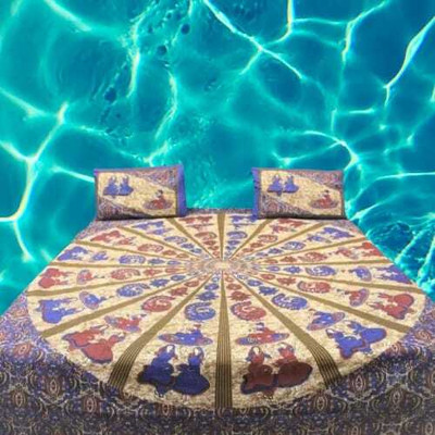 LUXURIOUS DESIGN Cotton Double Flat 144 TC Jaipuri Prints Bedsheet(Pack of 1, Multicolor)