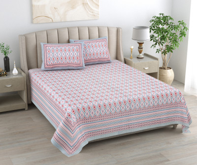 urban jaipur Cotton King Flat 300 TC Geometric Bedsheet(Pack of 1, Greyish)