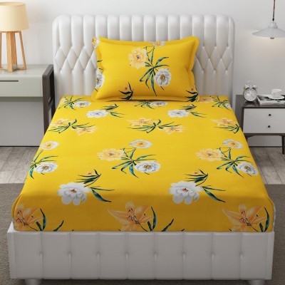 Freshfromloom 144 TC Microfiber Single Solid Flat Bedsheet(Pack of 1, Peach Yellow)