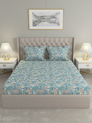 Raymond Home Microfiber Double Fitted (Elastic) 110 TC Floral Bedsheet(Pack of 1, Flat)