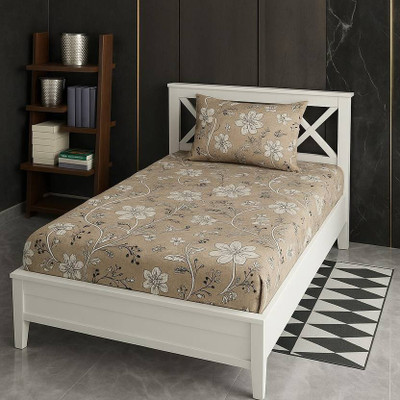 TYLORSTYLE 190 TC Polycotton Single Printed Flat Bedsheet(Pack of 1, Grey)