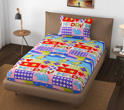 Flipkart SmartBuy 250 TC Polycotton Single Printed Flat Bedsheet(Pack of 1, Multicolor)
