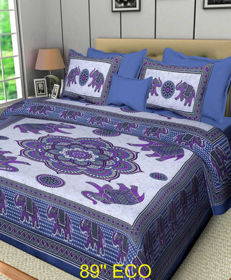 CRAFTSWELL STUDIO Cotton Double Flat 210 TC Printed Bedsheet(Pack of 1, Multicolor)