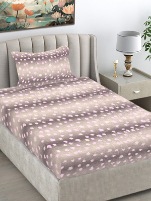 Fabinaliv Woolen Single Flat 300 TC Abstract Bedsheet(Pack of 1, Beige)