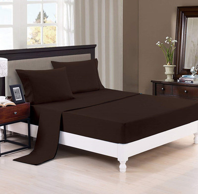 Fabycore 200 TC Microfiber Double Solid Flat Bedsheet(Pack of 1, Dark Brown)
