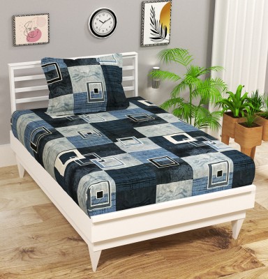 BSB HOME 220 TC Cotton Single Floral Flat Bedsheet(Pack of 1, Grey & Blue & White & Mul5)