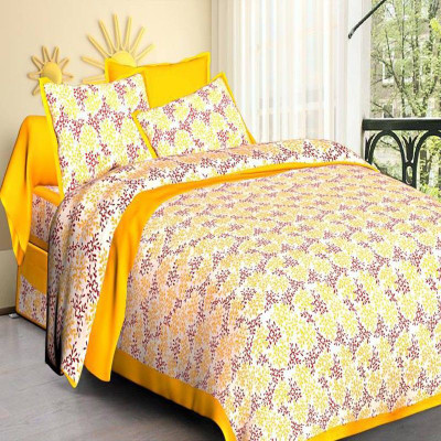 sr enterprises Cotton Double Flat 180 TC Printed Bedsheet(Pack of 1, Red)