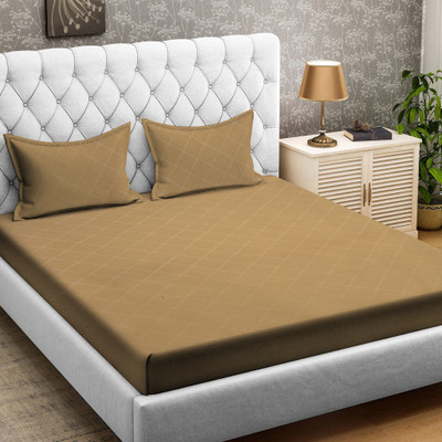 RRC 144 TC Microfiber Double Printed Flat Bedsheet(Pack of 1, Brown, Silver)