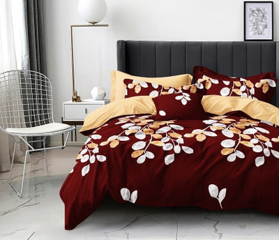 Dokarn Satin King Flat 350 TC Striped Bedsheet(Pack of 1, Red)