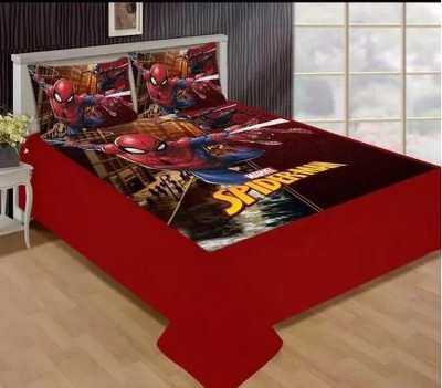 KAPRIDO 220 TC Velvet Queen Cartoon Flat Bedsheet(Pack of 1, Red)