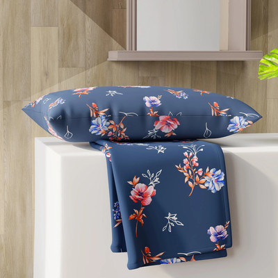 Layers 144 TC Cotton Single Printed Flat Bedsheet(Pack of 1, Purple)