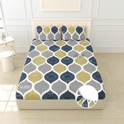 Ulom Woolen Double Fitted (Elastic) 350 TC Floral Bedsheet(Pack of 1, lo-1)